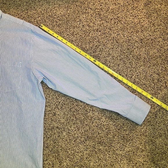 Izod Blue and White Striped Long Sleeve Button Down - Picture 9 of 10